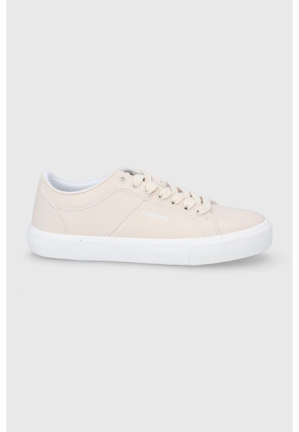 Levi's® - Levi's buty Woodward S kolor beżowy. Okazja: na spotkanie biznesowe. Nosek buta: okrągły. Zapięcie: sznurówki. Kolor: beżowy. Materiał: guma. Obcas: na obcasie. Wysokość obcasa: niski. Sport: bieganie