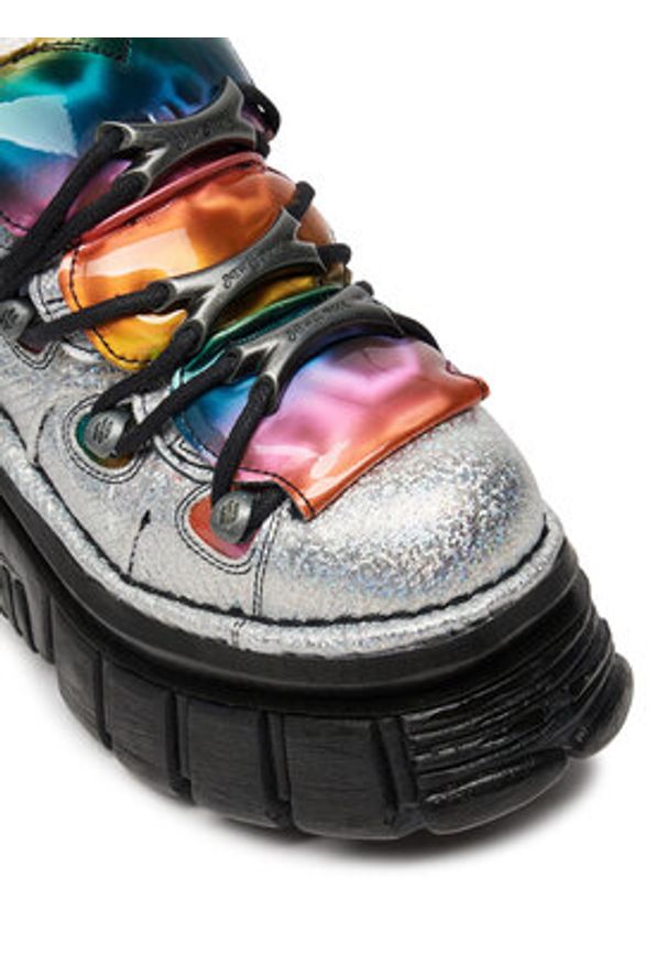 NEW ROCK Sneakersy M-106-C52 Srebrny. Kolor: srebrny. Materiał: skóra