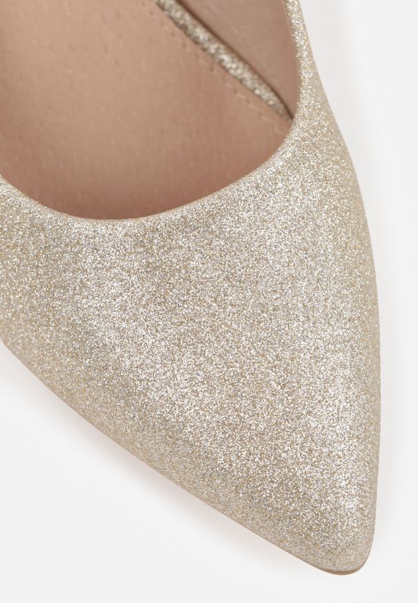 Renee - Złote Brokatowe Czółenka na Szpilce Vices z Wkładką ze Skóry Naturalnej Editiria. Okazja: do pracy, na co dzień, na spotkanie biznesowe. Kolor: złoty. Materiał: skóra. Obcas: na szpilce. Styl: klasyczny, biznesowy, rockowy, elegancki, casual