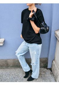 Sinsay - Bawełniana koszulka basic - czarny. Kolor: czarny. Materiał: bawełna