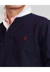Ralph Lauren - RALPH LAUREN - Granatowa bluzka z kołnierzem. Typ kołnierza: polo. Kolor: niebieski. Materiał: bawełna. Długość rękawa: długi rękaw. Długość: długie. Styl: klasyczny #3