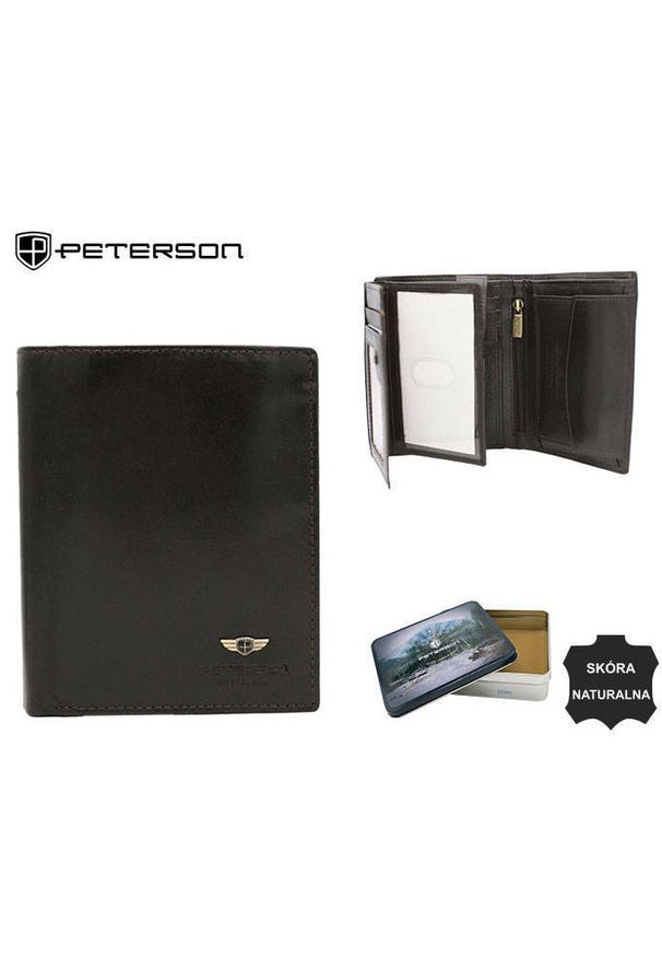 Peterson - Portfel męski PETERSON PTN 22309-VT c. brązowy. Kolor: brązowy. Materiał: skóra