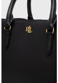 Lauren Ralph Lauren torebka skórzana 431876725004 kolor czarny. Kolor: czarny. Materiał: skórzane. Rodzaj torebki: na ramię #6
