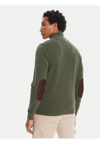 Barbour Sweter Patch Half Zip MKN0585OL51 Zielony Regular Fit. Kolor: zielony. Materiał: wełna #5