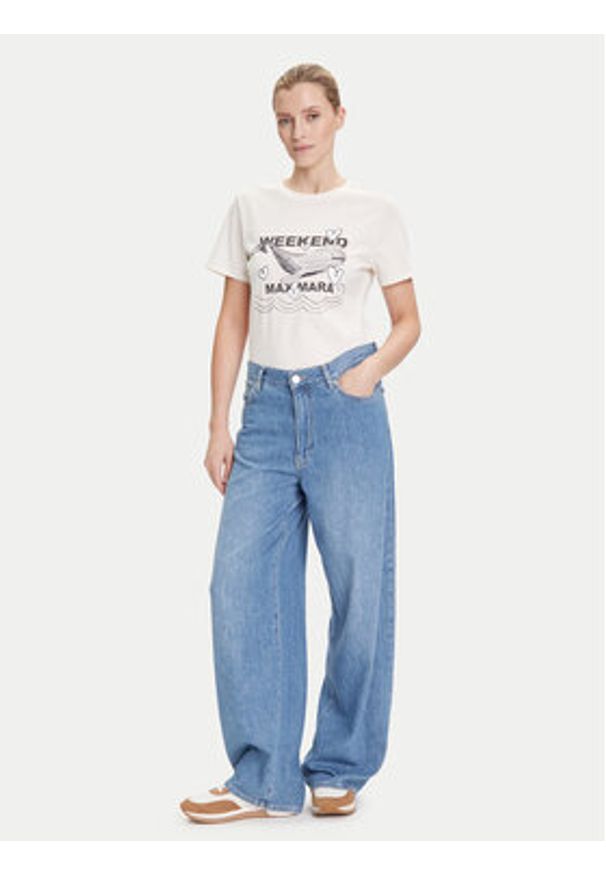 Weekend Max Mara T-Shirt Guglia 2525976031 Écru Regular Fit. Materiał: bawełna