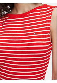 TOMMY HILFIGER - Tommy Hilfiger Sukienka codzienna WW0WW49311 Czerwony Slim Fit. Okazja: na co dzień. Kolor: czerwony. Materiał: wiskoza. Typ sukienki: proste. Styl: casual #5