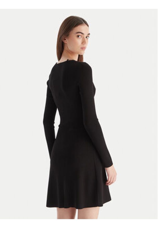 Hugo - HUGO Sukienka dzianinowa Sibery 50548244 Czarny Slim Fit. Kolor: czarny. Materiał: syntetyk