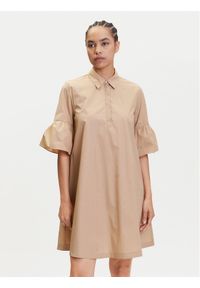 Marella Sukienka koszulowa Medicea 2515221192 Écru Relaxed Fit. Materiał: bawełna. Typ sukienki: koszulowe