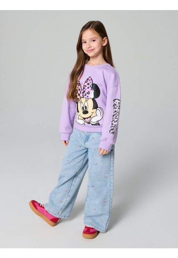 Sinsay - Bluza crewneck Minnie Mouse - fioletowy. Kolor: fioletowy. Wzór: motyw z bajki