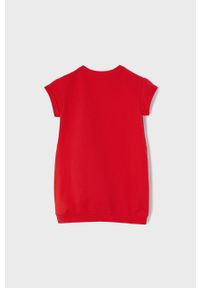 Mayoral Sukienka dziecięca kolor czerwony mini prosta. Okazja: na co dzień. Kolor: czerwony. Długość rękawa: krótki rękaw. Wzór: nadruk. Typ sukienki: proste. Styl: casual. Długość: mini #2
