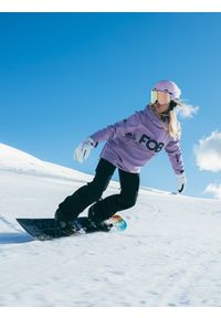 4f - 4F Kurtka snowboardowa z softshellu membrana 5000 damska - fioletowa L. Okazja: na co dzień, na spacer. Kolor: fioletowy. Materiał: skóra, materiał. Styl: casual, sportowy. Sport: snowboard #1
