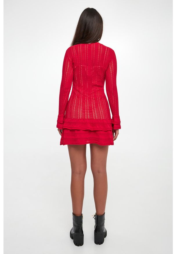 Twinset Milano - Sukienka ażurowa mini TWINSET. Wzór: ażurowy. Długość: mini