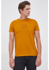 TOMMY HILFIGER - Tommy Hilfiger - T-shirt bawełniany. Okazja: na co dzień. Kolor: żółty. Materiał: bawełna. Wzór: nadruk. Styl: casual