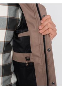 Ombre Clothing - Kurtka męska parka zimowa - jasnobrązowa V6 OM-JALJ-0132 - M. Kolor: brązowy. Materiał: poliester, futro. Długość: długie. Wzór: aplikacja. Sezon: zima #3