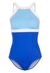 Kostium kąpielowy shape Level 1, przyjazny dla środowiska bonprix niebiesko-jasnoniebiesko-biały. Kolor: niebieski. Materiał: materiał #1