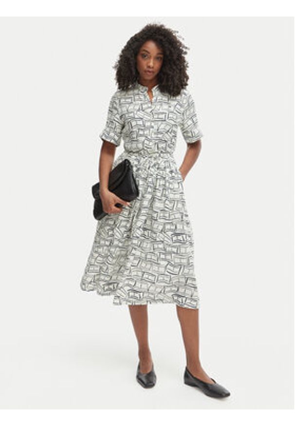 TOMMY HILFIGER - Tommy Hilfiger Sukienka koszulowa WW0WW49633 Beżowy jasny Regular Fit. Kolor: beżowy. Materiał: len. Typ sukienki: koszulowe