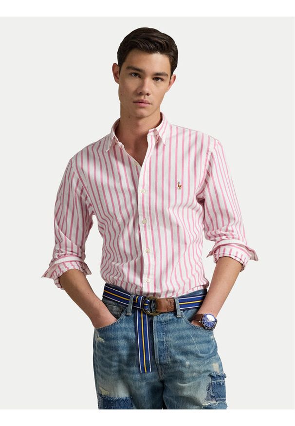 Polo Ralph Lauren Koszula 710906622002 Różowy Custom Fit. Typ kołnierza: polo. Kolor: różowy. Materiał: bawełna