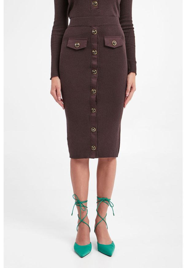 Pinko - Spódnica z wełną Applepie PINKO. Materiał: wełna. Wzór: prążki