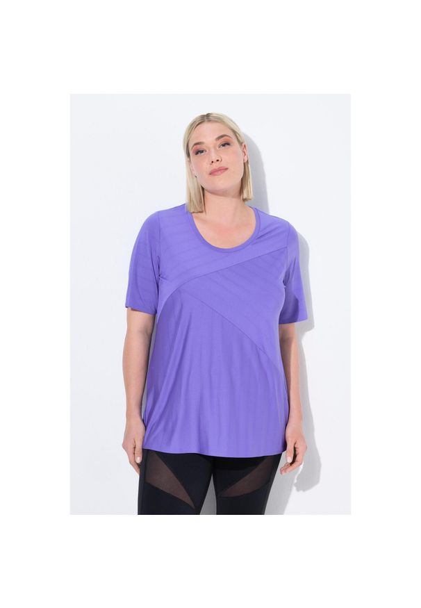 ULLA POPKEN - Damskie Bluzka funkcyjna szybkoschnąca okrągły dekolt długi rękaw. Kolekcja: plus size. Kolor: fioletowy. Materiał: poliester, materiał, elastan. Długość rękawa: długi rękaw. Długość: długie