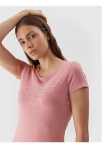 4f - 4F T-Shirt 4FAW23TTSHF0907 Różowy Slim Fit. Kolor: różowy. Materiał: bawełna