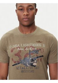 Aeronautica Militare T-Shirt 252TS2472UJ00708 Khaki Regular Fit. Kolor: brązowy. Materiał: bawełna #3
