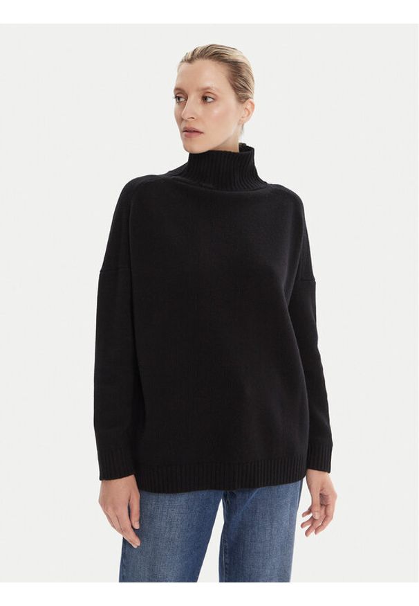 Weekend Max Mara Golf Borgia 2525366112 Czarny Relaxed Fit. Typ kołnierza: golf. Kolor: czarny. Materiał: wełna