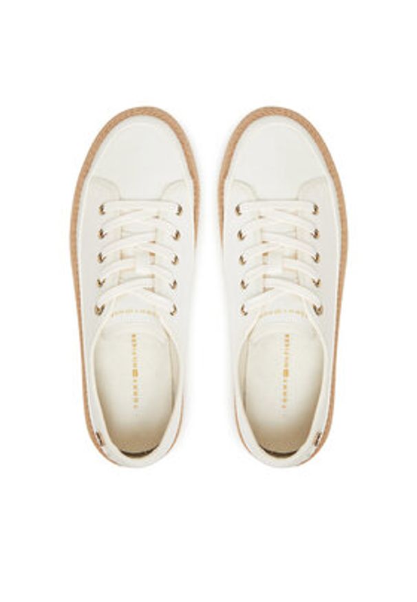 TOMMY HILFIGER - Tommy Hilfiger Espadryle Vulc Espadrille Sneaker FW0FW08404 Biały. Kolor: biały. Materiał: materiał