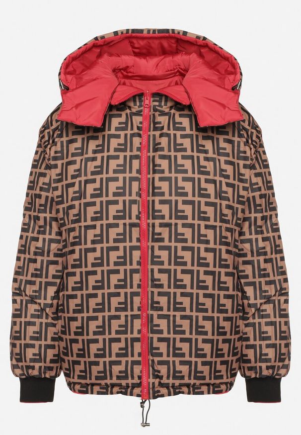 Born2be - Czerwona Dwustronna Kurtka Puffer z Odpinanym Kapturem i Kieszeniami Erisaria. Okazja: na spacer. Kolor: czerwony. Materiał: jeans, materiał. Styl: wizytowy, elegancki