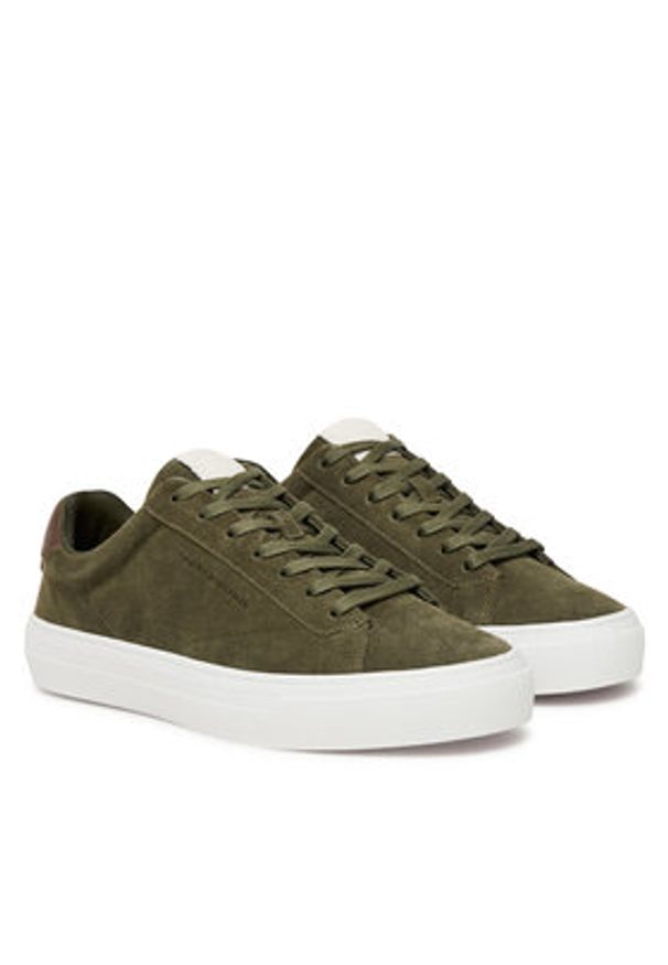 TOMMY HILFIGER - Tommy Hilfiger Sneakersy Premium Dress Cupsole FM0FM05573 Khaki. Kolor: brązowy. Materiał: zamsz, skóra