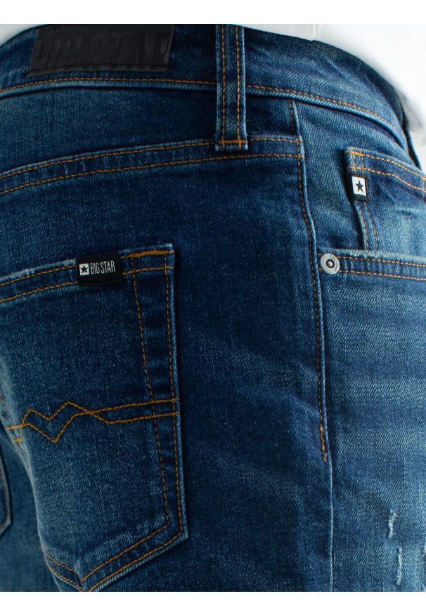 Big-Star - Szorty chłopięce jeansowe z przetarciami granatowe Matt 561. Okazja: na uczelnię. Kolor: niebieski. Materiał: jeans. Sezon: lato