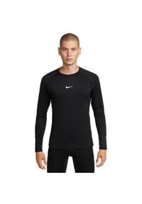 Nike - Męska Koszulka Z Logo Pro Warm. Kolor: czarny. Sport: turystyka piesza