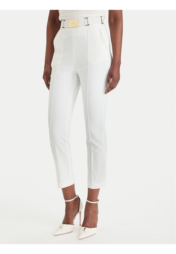 Elisabetta Franchi Spodnie materiałowe PA-132-61E2-V350 Biały Regular Fit. Kolor: biały. Materiał: syntetyk