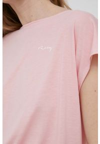 Roxy t-shirt damski kolor różowy. Kolor: różowy. Materiał: dzianina. Wzór: gładki