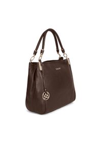 Kazar - Skórzana ciemnobrązowa torebka z miękkiej skóry. Kolor: brązowy. Wzór: aplikacja. Materiał: skórzane. Styl: klasyczny #2
