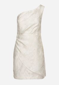 Born2be - Biała Taliowana Sukienka na Jedno Ramię w Kwiaty Halelitia. Okazja: na imprezę. Kolor: biały. Wzór: kwiaty. Sezon: lato. Typ sukienki: asymetryczne #5