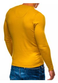 Ombre Clothing - Sweter męski - żółty E74 - XL. Typ kołnierza: dekolt w serek. Kolor: żółty. Materiał: materiał, bawełna, nylon. Styl: klasyczny #4