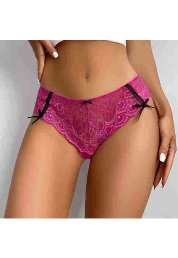 Intica - Stringi koronkowe z kokardkami eleganckie Destini. Kolor: beżowy. Materiał: koronka. Wzór: koronka