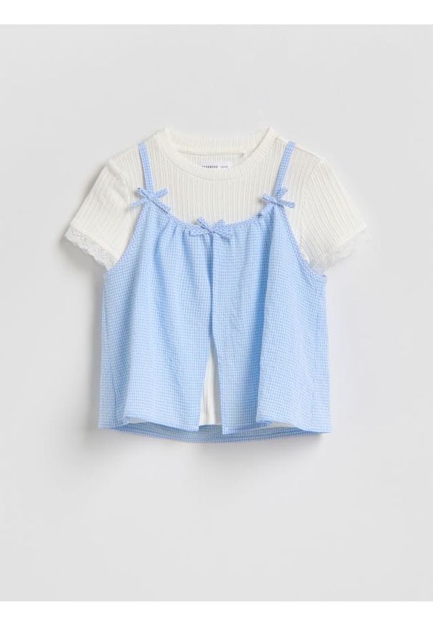 Reserved - Dwuwarstwowa bluzka - wielobarwny. Materiał: dzianina, bawełna