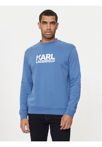 Karl Lagerfeld - KARL LAGERFELD Bluza 705091 543917 Niebieski Regular Fit. Typ kołnierza: dekolt w karo. Kolor: niebieski. Materiał: bawełna