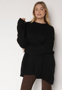 Born2be - Czarny Sweter z Wiskozą i Wełną o Kroju Nietoperza Fedella. Okazja: na co dzień. Kolor: czarny. Materiał: wełna, wiskoza. Styl: casual, elegancki #5