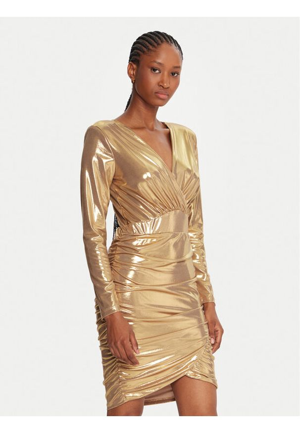 Fracomina Sukienka koktajlowa FQ25WD1006W59501 Złoty Slim Fit. Kolor: złoty. Materiał: syntetyk. Styl: wizytowy