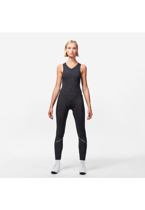 VAN RYSEL - Spodnie rowerowe damskie zimowe Van Rysel Quick-Zip. Kolor: czarny. Materiał: materiał, polar. Sezon: zima. Sport: kolarstwo