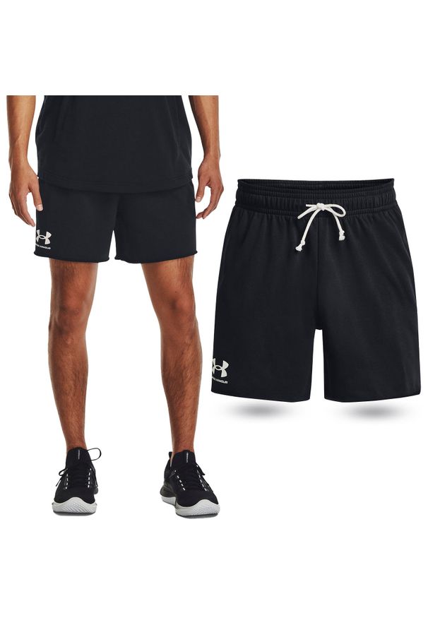 Under Armour - Spodenki fitness męskie UNDER ARMOUR Rival Terry 6" Shorts Szorty. Kolor: czarny. Sport: fitness