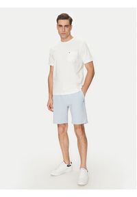 TOMMY HILFIGER - Tommy Hilfiger Szorty materiałowe Essential Terry Sweatshort MW0MW37240 Błękitny Regular Fit. Kolor: niebieski. Materiał: bawełna