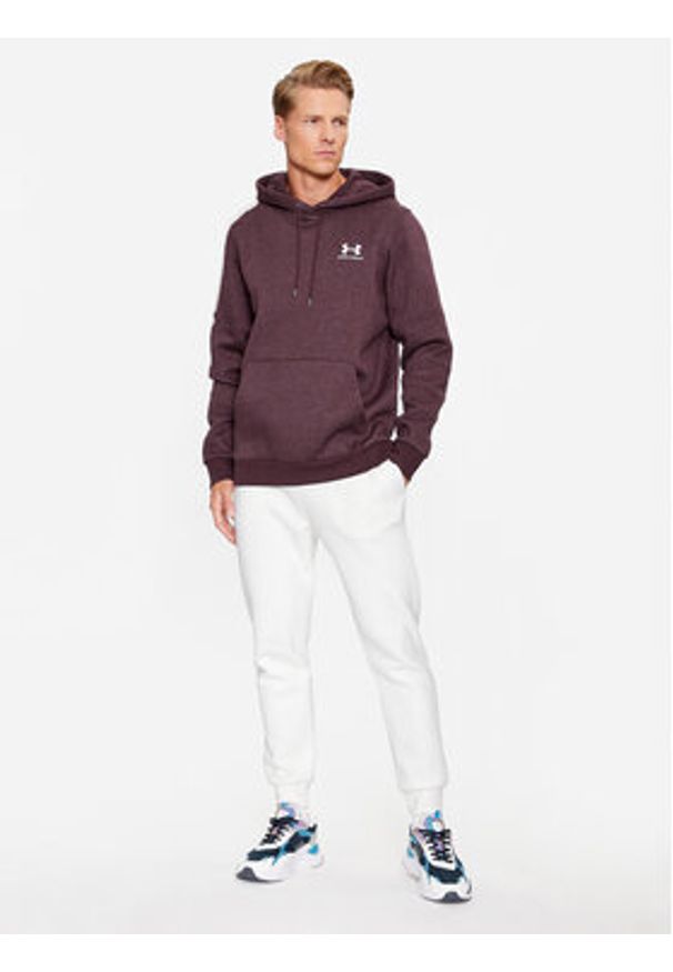 Under Armour Bluza Ua Essential Fleece Hoodie 1373880 Bordowy Loose Fit. Kolor: czerwony. Materiał: bawełna
