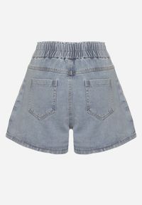 Born2be - Niebieskie Szorty Jeansowe z Szeroką Nogawka i Wysokim Stanem Rinestra. Okazja: na co dzień. Stan: podwyższony. Kolor: niebieski. Materiał: jeans. Styl: elegancki, casual #7
