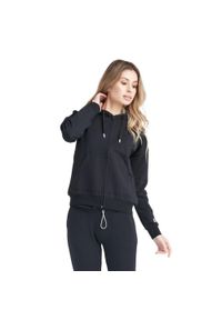 LEONE 1947 APPAREL - Neonowy damski dres z kapturem i zamkiem. Kolor: czarny. Materiał: dresówka. Sport: fitness