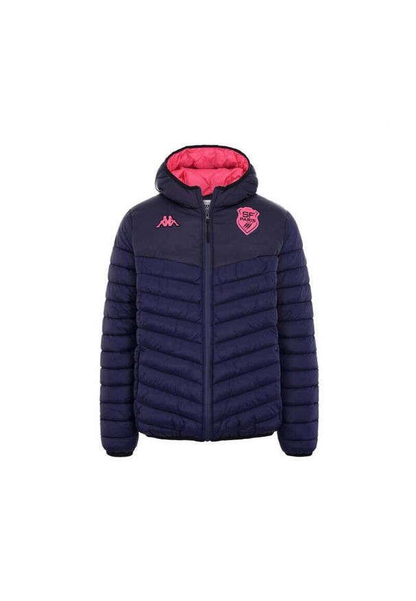 Kappa - Kurtka puchowa z kapturem Stade Français Doccio 2022/23. Typ kołnierza: kaptur. Kolor: niebieski, różowy, wielokolorowy. Materiał: puch
