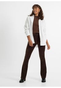 bonprix - Legginsy z poszerzanymi nogawkami z imitacji sztruksu. Kolor: brązowy. Materiał: sztruks #3