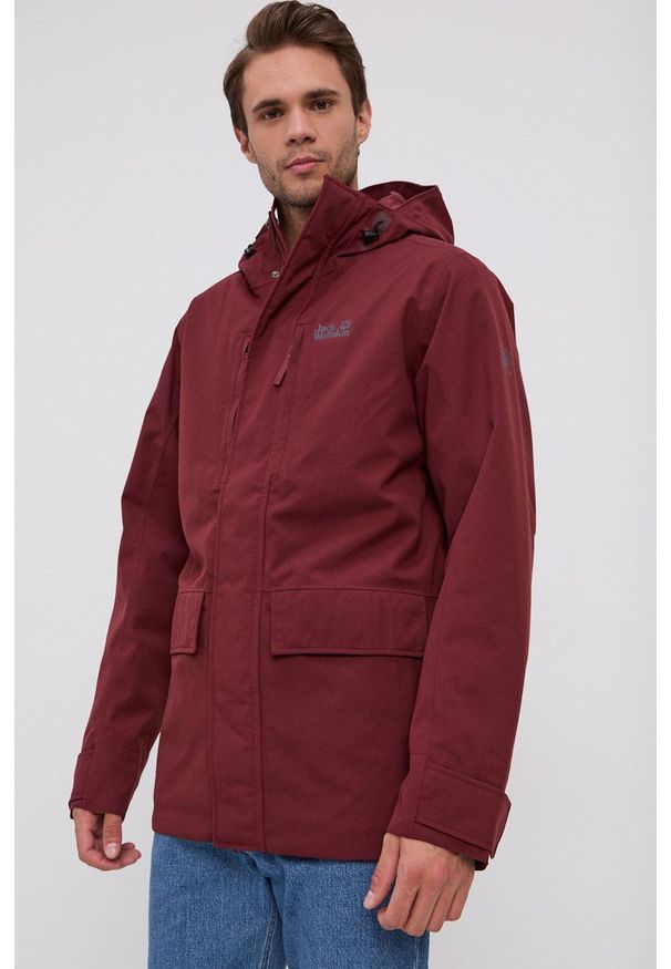 Jack Wolfskin - Kurtka. Okazja: na co dzień. Kolor: czerwony. Materiał: włókno, materiał, syntetyk. Styl: casual